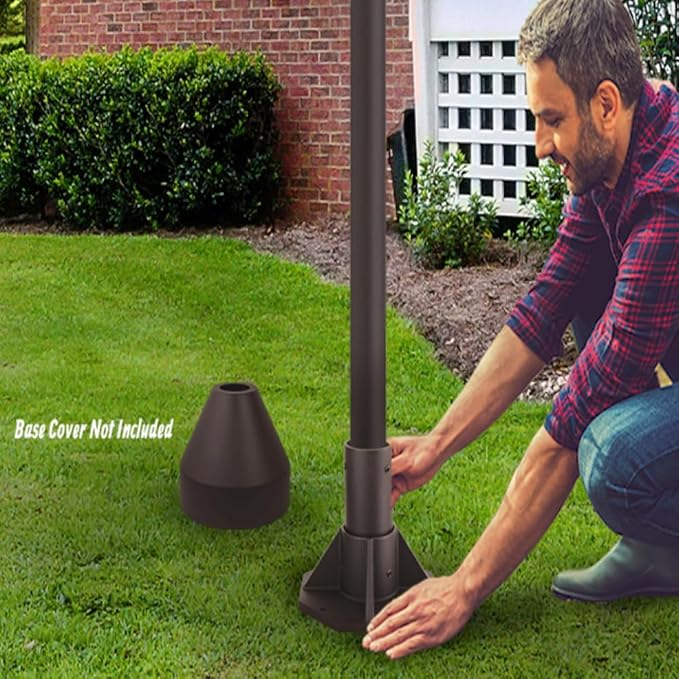 Solus SB-2405 Outdoor Surface Mount Lamp Post Base – Light or Heavy Duty Aluminum Base for 3" Poles - Black | Lumora