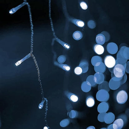 Dazzle Bright Christmas Icicle Lights, 88.5 FT 1080 LED 8 Modes Curtain Fairy Lights with 180 Drops, Xmas String Lights for Outdoor Holiday Wedding Party Decorations (White) (Pack of 2)