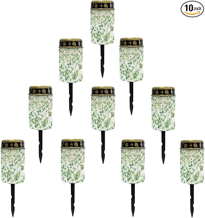 Leaves Green Solar Lights Outdoor Waterproof Pathway Lights Garden Decorative for Yard Patio Walkway Decoration for Grave Solar Lights Wall Light Auto On/Off