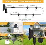 ZOTOYI 150FT Solar String Lights Outdoor Waterproof with USB Port and 73+3 Shatterproof G40 Bulbs, Solar Powered | Lumora