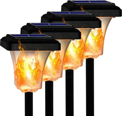 Swingers Solar Lights Outdoor,with Upgraded 2nd-gen Flame tech,LED Solar Torch Lights with Flickering Flame,Waterproof Outdoor Garden Light for Christmas, Garden, Landscape, Path, Yard, Patio (4)