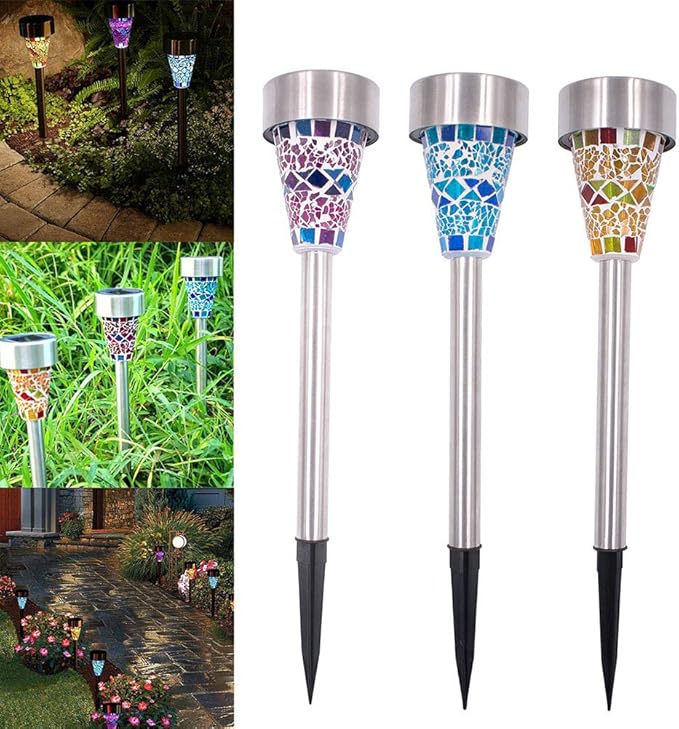 Uonlytech Solar Lawn Lamp, Solar Power Stainless Steel Mosaic Lawn Lamp, Solar Garden Lights - Outdoor Path Light | Lumora