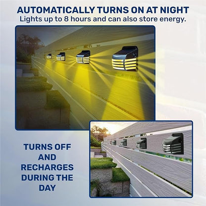 QUQUQ Solar Pathway Lights Slatted Solar Wall Lights Outdoor LED Waterproof Yard Patio Decor