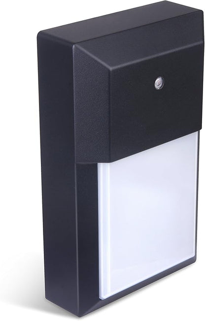 LIT-PaTH Dusk to Dawn Outdoor Wall Lantern, LED Wall Sconce for Porch Lighting Fixture, 3000K 12W 1000 Lumens, Aluminum Housing Plus PC, Black Finish, 1-Pack