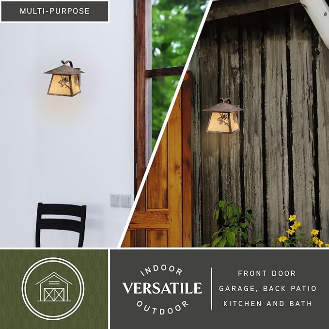 VAXCEL Whitebark 9.75 in. H 1-Light Olde World Patina Rustic Pine Cone Outdoor Wall Sconce Made of Durable Steel | Lumora