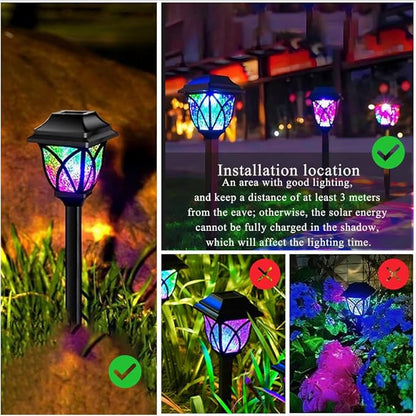 Solar Pathway Lights Outdoor, 6 Pack, RGB Color Changing, IP65 Waterproof & Weather Resistant, Garden Lights for Yard, Patio, Walkway, Landscape