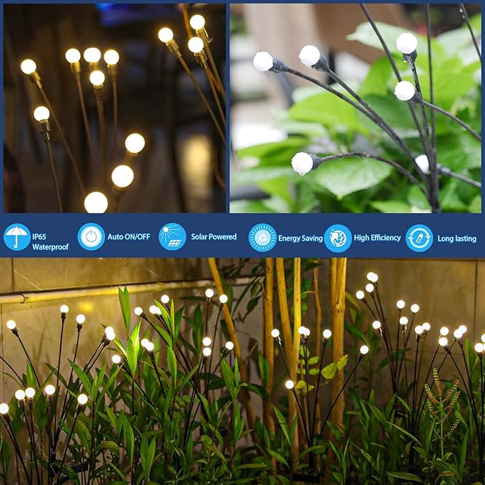 TONULAX Solar Garden Lights - Upgraded Solar Swaying Light, Sway by Wind, Outdoor Lights, Yard Patio Pathway | Lumora