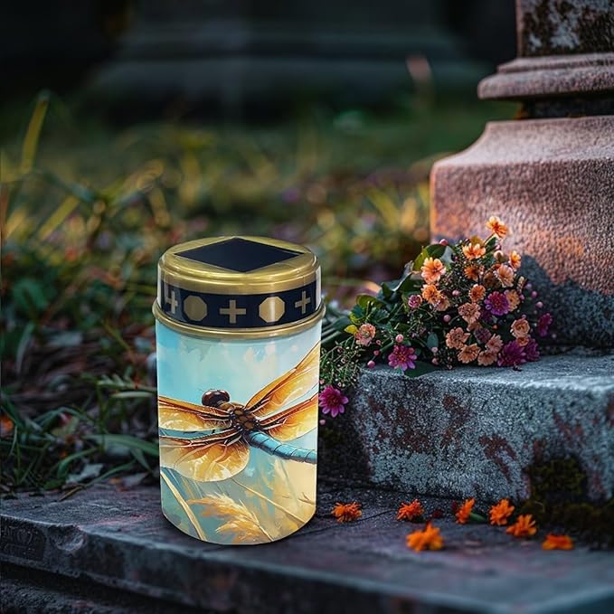 Dragonfly Print Garden Solar Outdoor Lights Eternal Light Lawn Lamp Waterproof Solar for Outside Cemetery Garden Decorations Yard Lawn Pathway Figurines