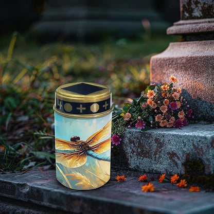 Dragonfly Print Garden Solar Outdoor Lights Eternal Light Lawn Lamp Waterproof Solar for Outside Cemetery Garden Decorations Yard Lawn Pathway Figurines