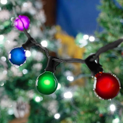 G40 Patio String Lights with 25 Multi Globe Bulbs - Hanging Garden String Lights - Vintage Backyard Patio Lights - Outdoor String Lights - Market Cafe String Lights - Black Wire - 25 Foot
