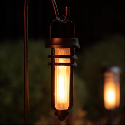 Metal Solar Torch Lights - Adjustable Height (24" - 50"), Outdoor Garden Decor with Patented LED, Waterproof Solar Tiki Torches for Yard, Patio, Garden Pathway, Matte Black – 4 Pack