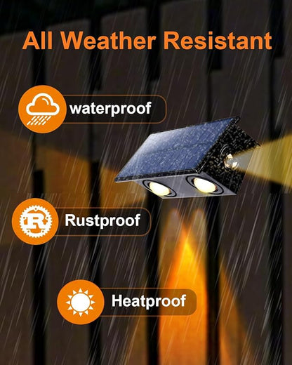 12 Pack 3-Side Solar Fence Lights Outdoor Waterproof with Warm White LED Spot Lens, for Wall, Deck, Patio, Yard, Rail, Garage, Pool, Designed for Enhanced Security, Easy Install