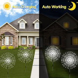 Solar Outdoor Lights,4 Pack 120 LED Waterproof Solar Firework Lights are 8 Modes Decorative Sparkles Stake | Lumora