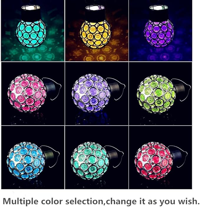 Solar Lights Garden Decorative Hanging Light Auto Color Changing LED Outdoor Balls Stake Lamps Party String Light Globe Ornaments Landscape Lighting for Patio Yard Window(3pack)