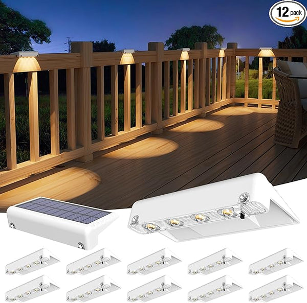 VOLISUN Solar Deck Lights 12 Pack, Warm White Glow LED Large Size Lamp, IP65 Waterproof Step Lights Outdoor for | Lumora