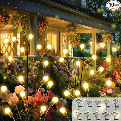 2026 Upgraded Solar Lights Outdoor, 10 Pack Solar Garden Lights with 2 Modes, Firefly Lights Outdoor Waterproof, Sway by Wind, Twinkle Firefly Light for Yard Patio Path Garden Decoration (Warm White)