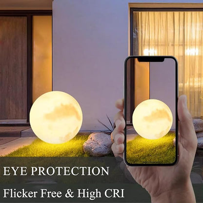 Solar Powered Moon Shape Outdoor Light,IP65 Waterproof Globe Landscape Light,Modern Minimalist Outdoor Lighting for Garden Porch and Path(15.74" D)