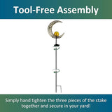 MCSSMOON Solar LED Crescent Moon Garden Light – Waterproof Metal Stake with Crackled Glass - Outdoor Path Light | Lumora