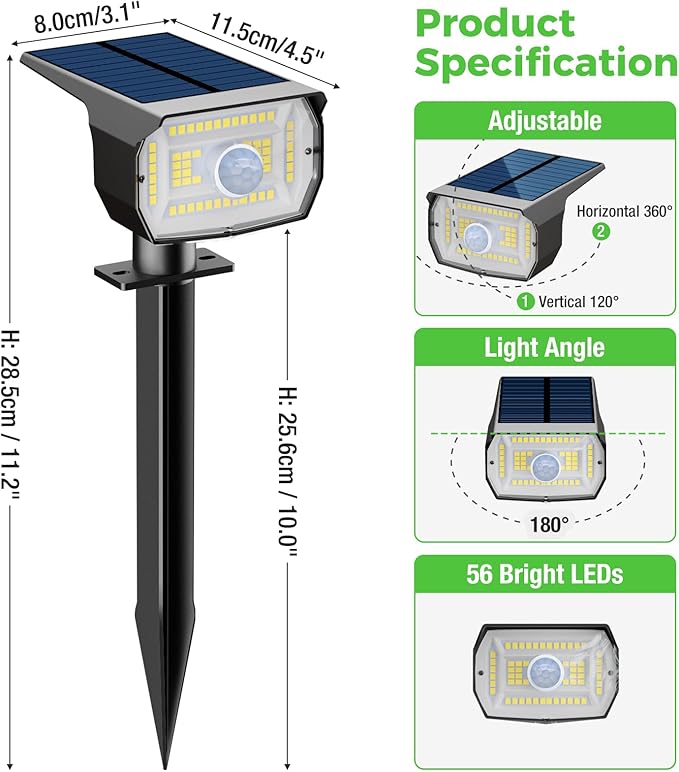 nipify Solar Spot Lights Outdoor Motion Sensor with 3 Modes, Solar Spotlights Outdoor Waterproof 2-in-1 Auto On/Off | Lumora