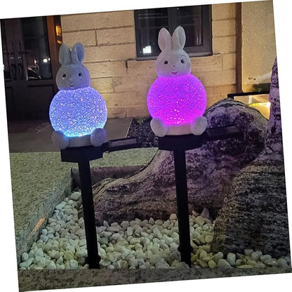 Led Rabbit Garden Decor Solar Pathway Lights Landscape Lighting Driveway Lights Changing Outdoor Lamp