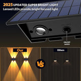 Solar Fence Lights,8Pack Solar Lights Outdoor 2700/4500/6000K 3 Mode Up & Down Solar Wall Lights Waterproof 100 | Lumora