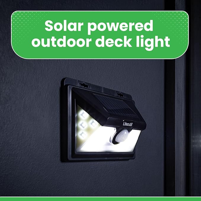 LitezAll 1500 Lumen Solar Night Light Outdoor – Solar Powered Motion Light for Deck, Garage - LED Lights Outdoor