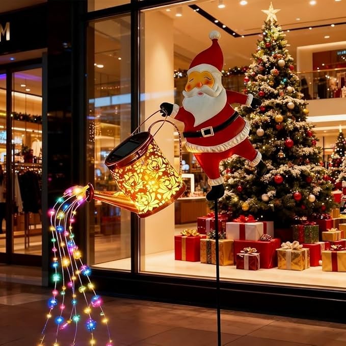 Christmas Solar Santa Kettle Lights - Colorful LED Outdoor Pathway Decor, Solar-Powered Yard Patio Ground Lamp (1PC Colored Light)