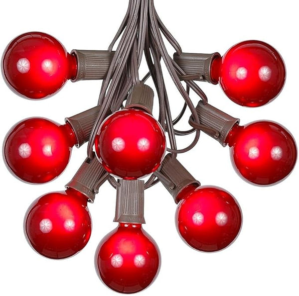 100 Foot G50 Outdoor Patio String Lights with 125 Red Globe Bulbs – Indoor Outdoor String Lights – Market Bistro | Lumora