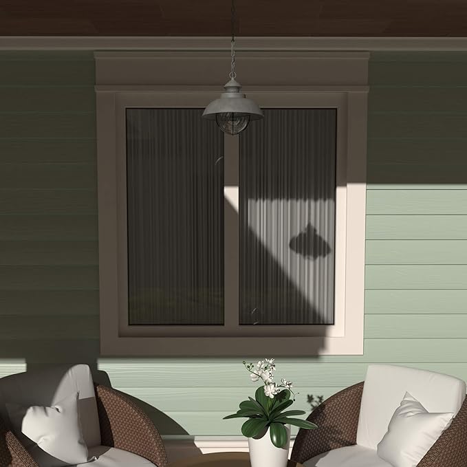 VAXCEL Harwich 1 Light Gray Coastal Outdoor Barn Dome Pendant Clear Glass