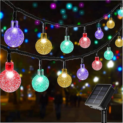 Solar String Lights Outdoor Waterproof, 1 Pack 50 LED 2.3CM 23 FT Each, Solar Powered Patio Lights with 8 Lighting Modes for Garden Yard Porch Wedding Party...(Seven Colors)