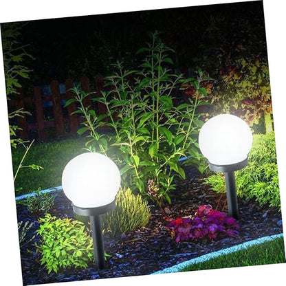 HOMSFOU 4pcs Solar Lawn Lights White Shaped Garden Lamps Solar Pathway Lights for Outdoor Patio and Decor