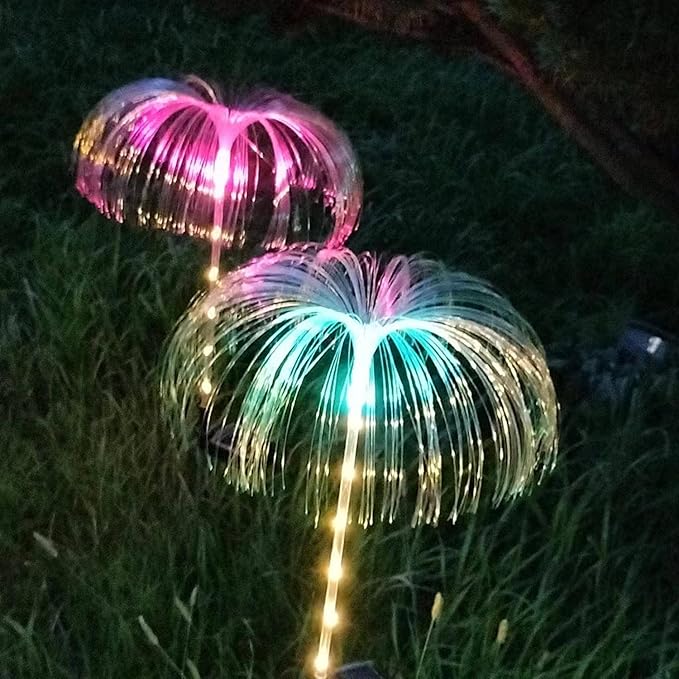 Solar Garden Lights Solar Fiber Optic Jellyfish Lamp Outdoor Waterproof Lawn Lamp Courtyard Decorative Ground Lamp Landscape Lamp (Color : Color Light)