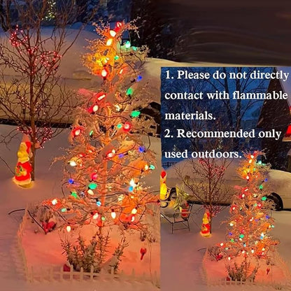Sxminer C9/E17 LED Christmas Vintage Lights 25Ft Outdoor String Lights with 27 Multicolor LED Bulbs for Holidays Christmas Prom Party Wedding- Green Wire