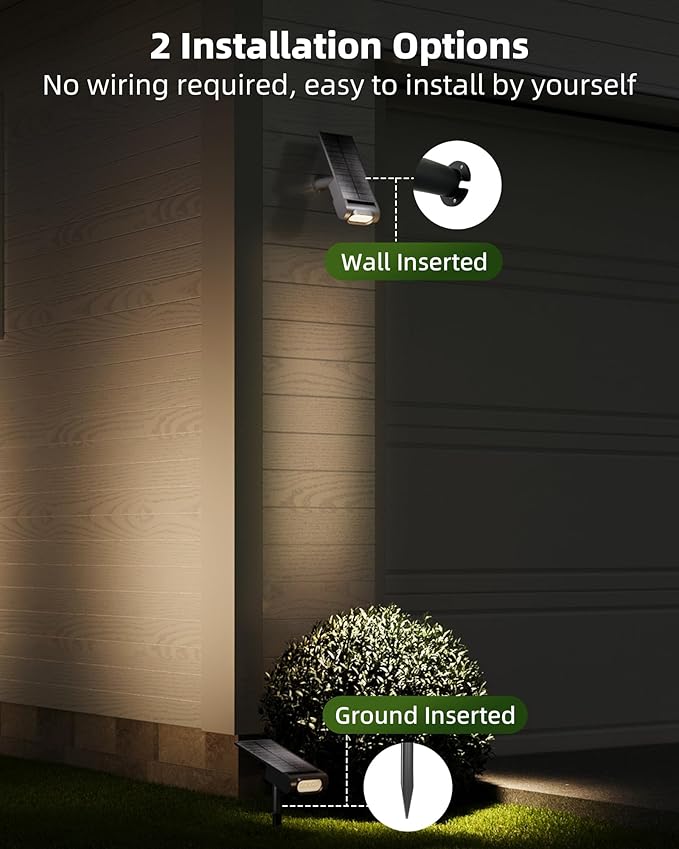EZVALO Solar Spot Lights Outdoor IP67 Waterproof, Adjustable Solar Landscape Lights, 3 Lighting Modes Solar | Lumora