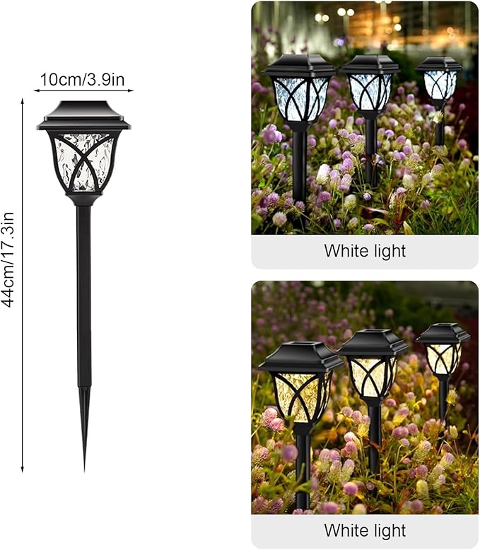 Vintage Solar Pathway Lights, LED Solar Lamp Post Light Waterproof, Decorative Ground Stake Lighting for Patio, Garden, Lawn, Backyard, Pathway, Driveway