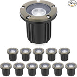 Gardencoin Brass Low Voltage Landscape Well Lights (5" Cover, 5.5" Tall), 12V LED Wired In-Ground Outdoor Up | Lumora