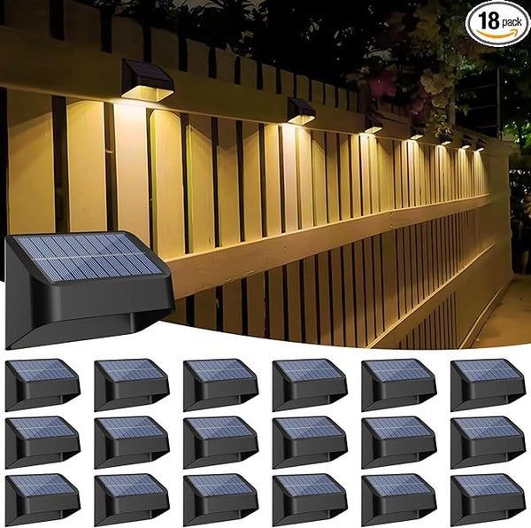 Brighter Solar Fence Lights 18 Pack, RGB 8 Colors, Dusk to Dawn Deck Light, Fence Lights Outdoor IP65 Waterproof | Lumora