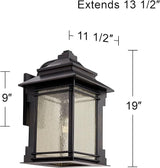 Franklin Iron Works Hickory Point Farmhouse Rustic Mission Outdoor Wall Light Fixture Bronze Lantern 19" Frosted | Lumora