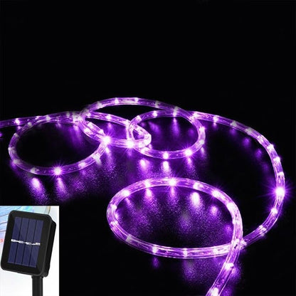 Solar Rope Lights, 23ft 50LED Waterproof Copper Tube Wire String Lights for Garden,Yard, Path, Fence, Stairs, Backyard, Patio Decorative (Purple)