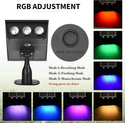 Solar Spot Lights Outdoor, RGB Solar Landscape Spotlights IP65 Waterproof Adjustable Light House Lights Colorful Spot Light for Yard Garden Pathway (4)