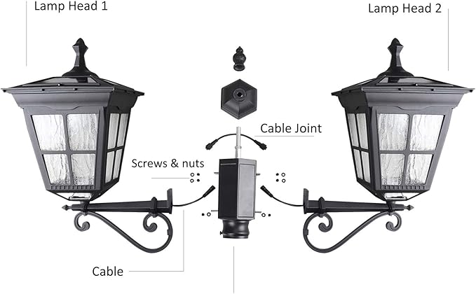 Kemeco Solar Lamp Post Light, ST4311AB1-2 Dusk to Dawn Outdoor Bright Street Post Light for Yard Garden Patio | Lumora