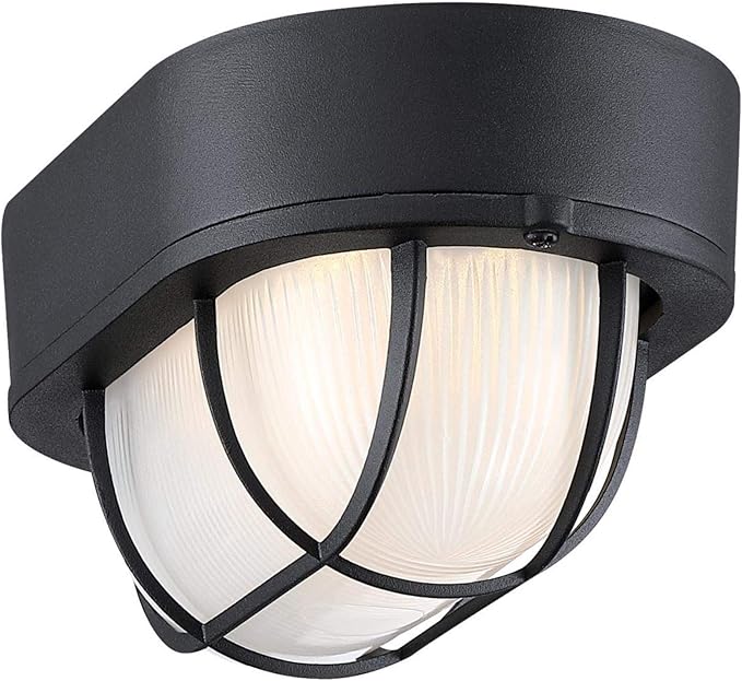 Westinghouse 6113700 Traditional One-Light Dimmable LED Outdoor Wall Light, Textured Black Finish, White Glass | Lumora
