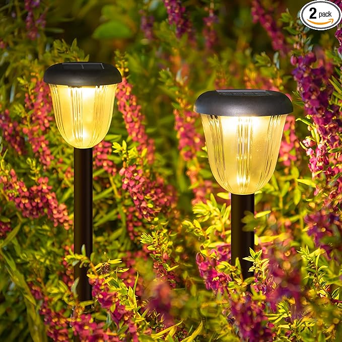 Solar Pathway Lights Outdoor, Solar Lights Waterproof, Taller Pathway Light with Larger Panel, Auto On/Off Up to 10 | Lumora