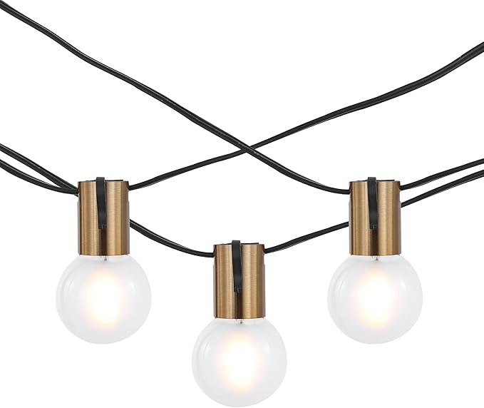 SAFAVIEH Lighting Collection Farrynn Brass/Black 10-Foot LED Outdoor String Lights