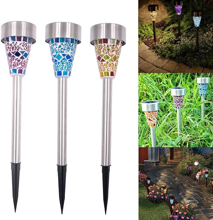 Uonlytech Solar Lawn Lamp, Solar Power Stainless Steel Mosaic Lawn Lamp, Solar Garden Lights - Outdoor Path Light | Lumora