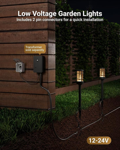 Sunco Low Voltage Garden Pathway Lights, LED Landscape Pathway Lighting, 1.5W, 50 LM, 3000K Warm White, Wet Rated, for Garden Pathway Walkway, Clear Glass Design with Connectors ETL 4 Pack
