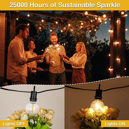 ZJOJO 100FT Outdoor String Lights, G40 Globe Outdoor Lights with 50 Shatterproof LED Bulbs (3 Spare), IP65 2700K Hanging Waterproof Patio Light String Lights for Outside Backyard Porch Party