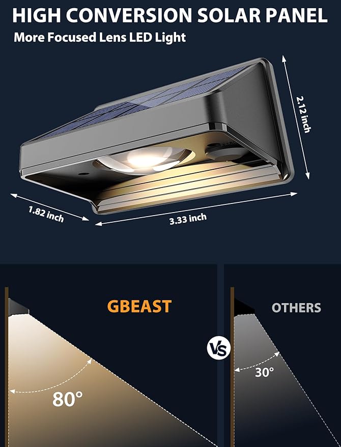 Solar Fence Lights Outdoor, Warm White, Bright Led Fence Powered Lights Outdoor Waterproof Solar Powered Wall Lighting, Dusk to Dawn Solar Deck Light for Backyard/Railing/Step/Patio/Porch (12 Pack)