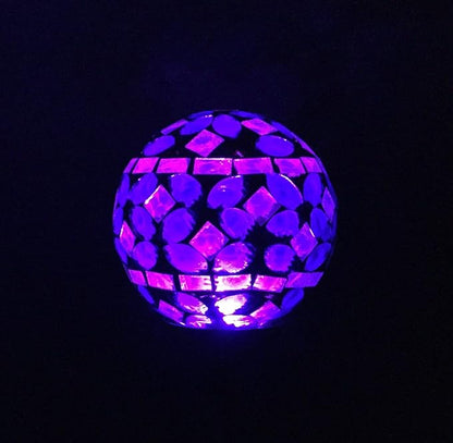 Solar Blue White Glass Ball Light, Garden Decor Landscape Globe Stake Multi-Color Color Change Yard LED Lamp Light 3.5 inch