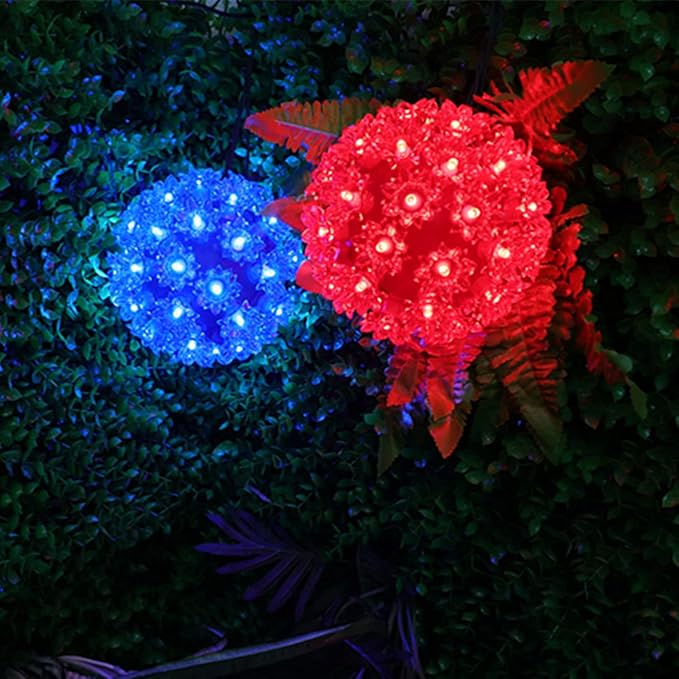 LUCKY SHINE 50 LED Blue Sphere Light, Commercial Grade 6" Starlight Sphere Lights, for Christmas Trees, Windows, Porches, Gate.